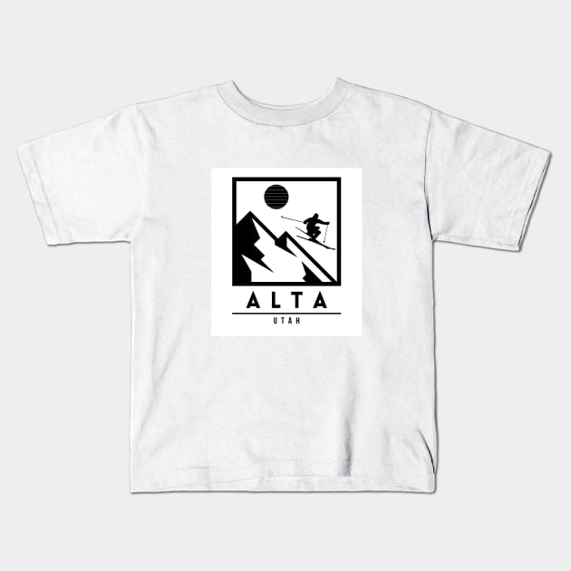 Alta Utah United States ski Kids T-Shirt by UbunTo